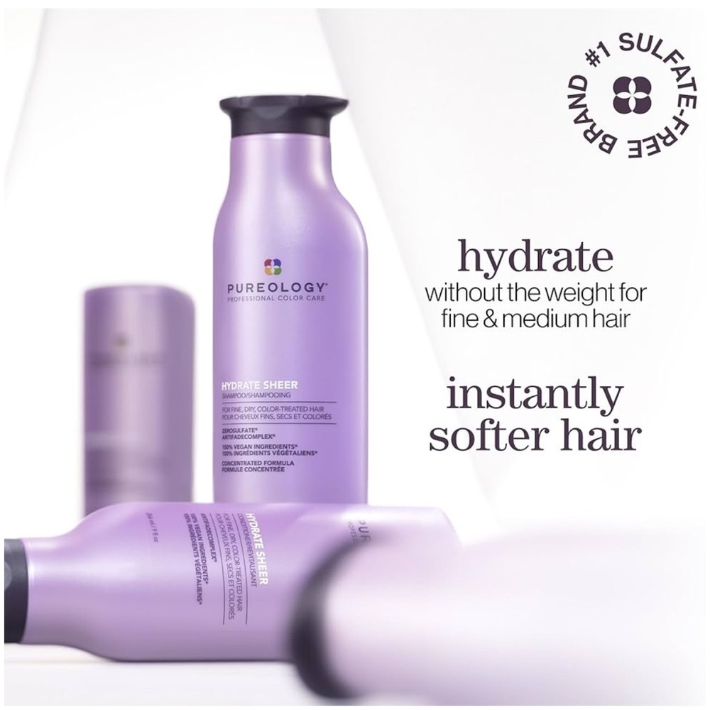 Pureology Hydrate Sheer Nourishing Shampoo & Conditioner Set Hair Treatment NEW - Picture 7 of 11
